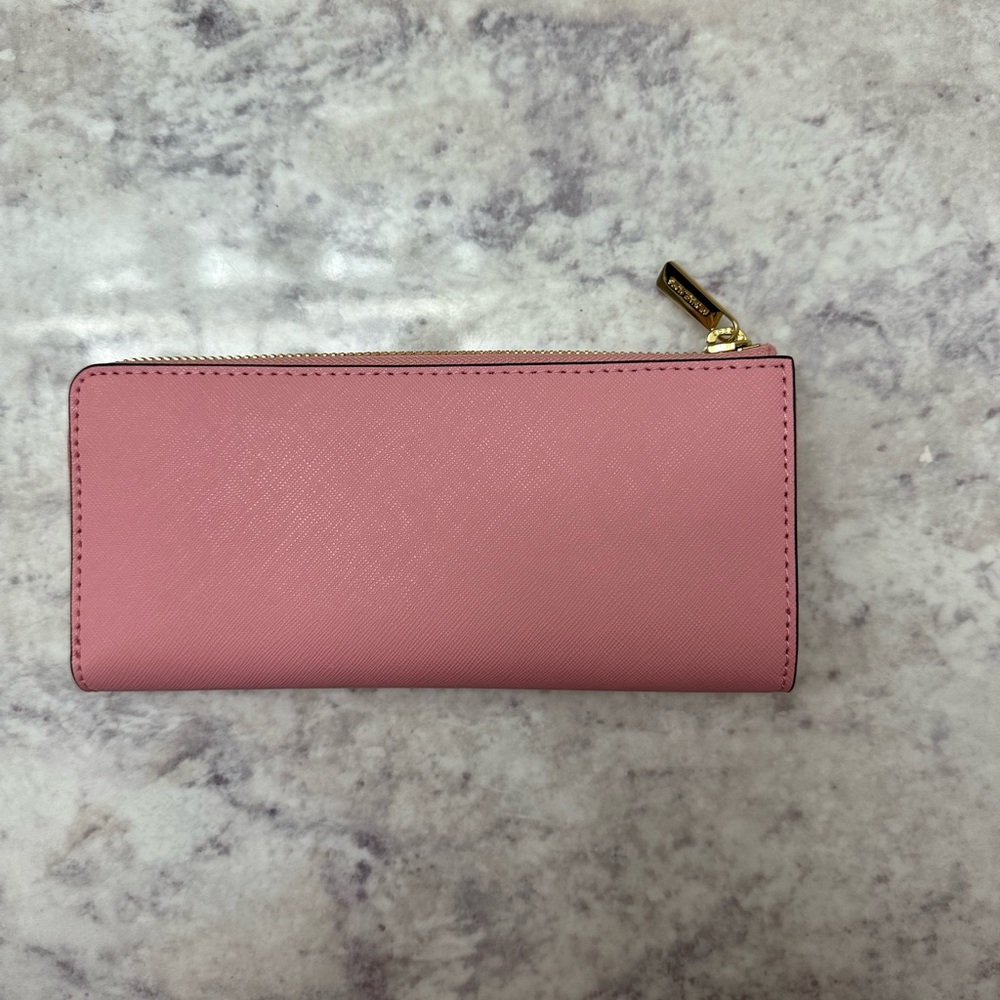 Michael Kors Jet Set Travel Large Saffiano Leather Quarter-Zip Wallet Carnation - Picture 2 of 3